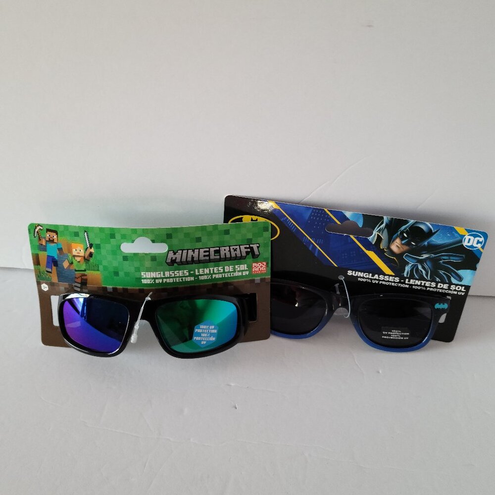 MINECRAFT & BATMAN TODDLER BOY'S SUNGLASSES- 2 PAIR BUNDLE -NWT